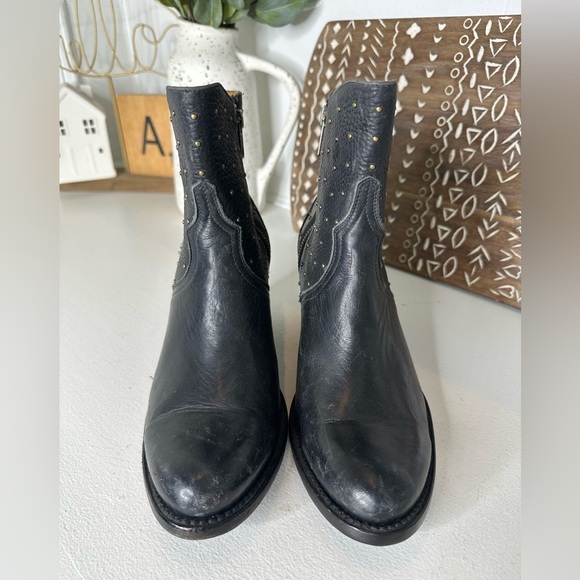 Lucchese Western Cowboy Studded Black Ankle Boots Women’s - Size 8B - Picture 4 of 10